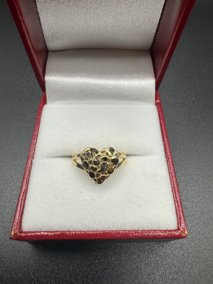 14K SMALL WOMENS NUGGET HEART RING