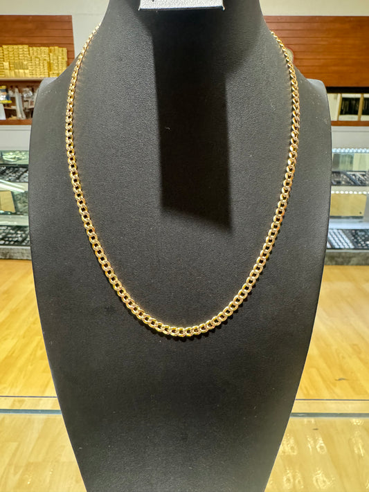 14K Cuban Link Chain White Pave