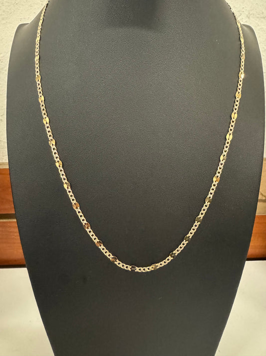 14K Cuban Link Chain White Pave With Mirror