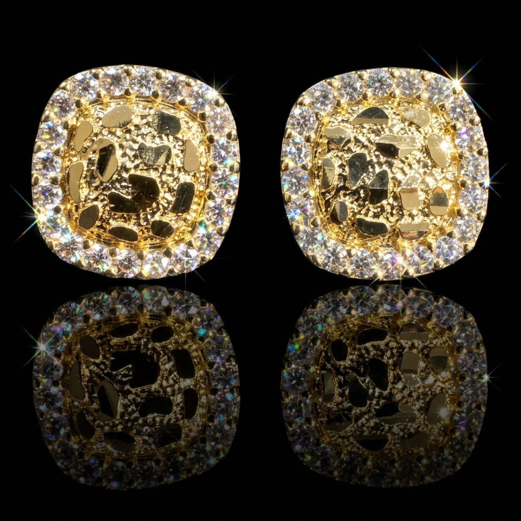 SOFT SQUARE ICED NUGGET EARINGS