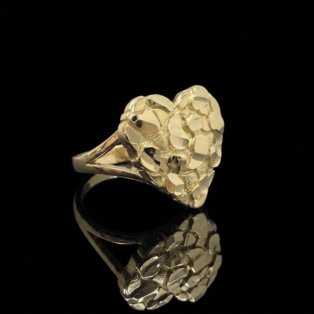 LARGE WOMENS NUGGET HEART RING