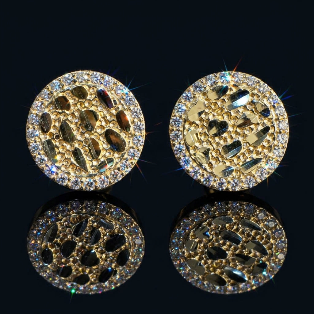 ICED ROUND NUGGET EARINGS