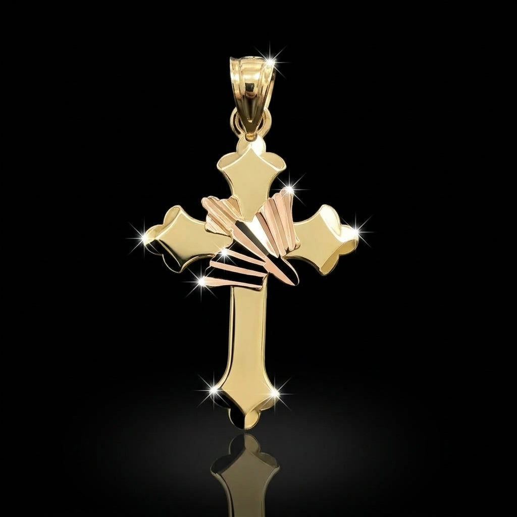 2 TONE BIRD CROSS PENDANT