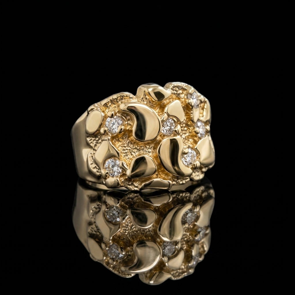 WHITE ZIRCON NUGGET RING