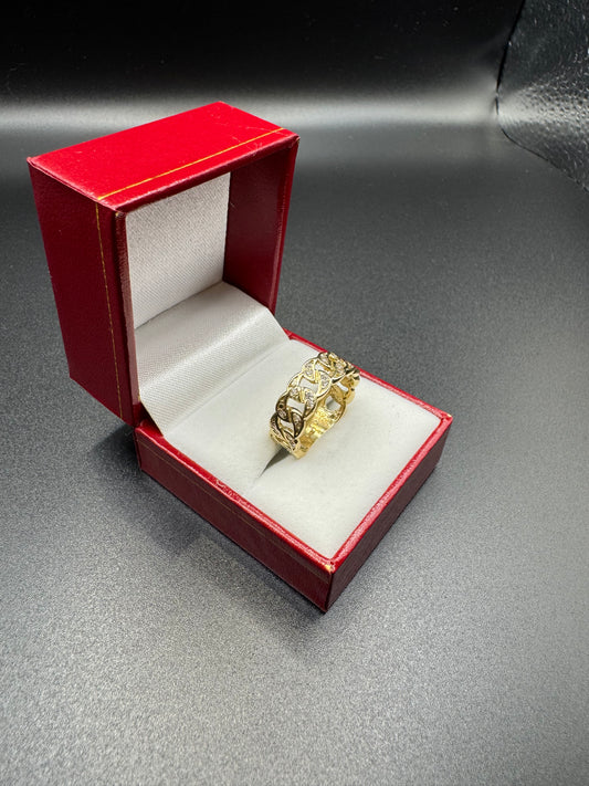 MENS cuban white pave link ring