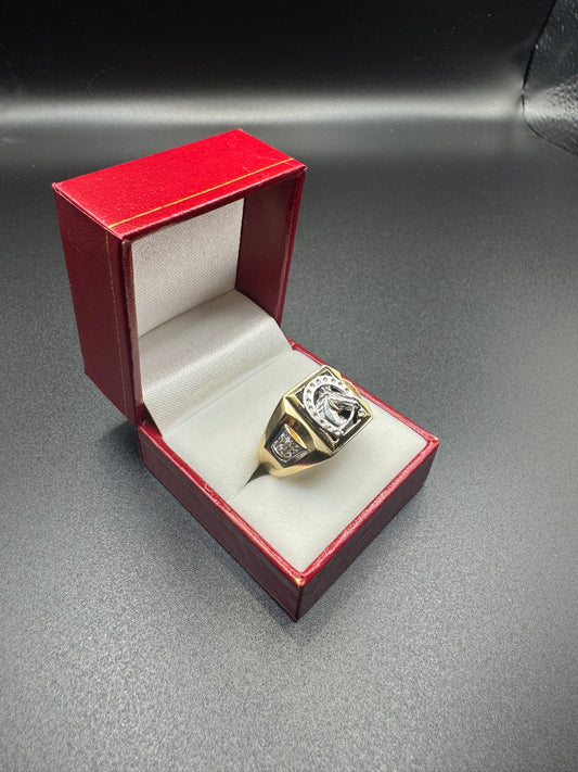 MENS white gold horseshoe ring