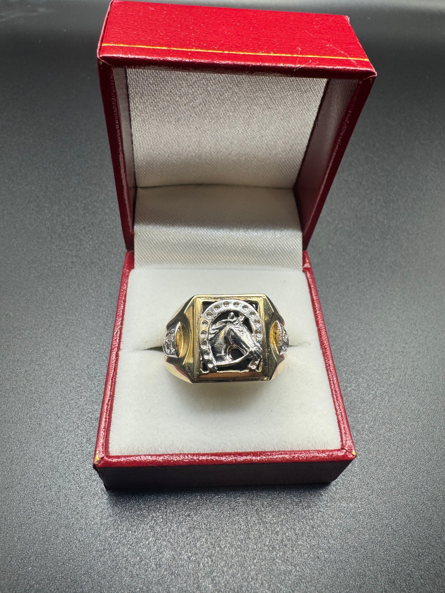 MENS white gold horseshoe ring