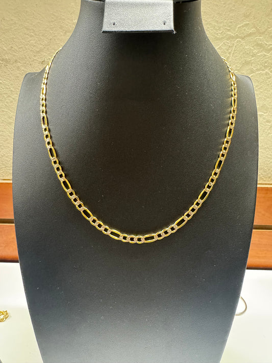 14K Figaro Link White Pave Chain