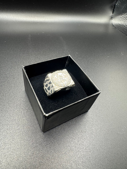 MENS silver nugget centenario ring