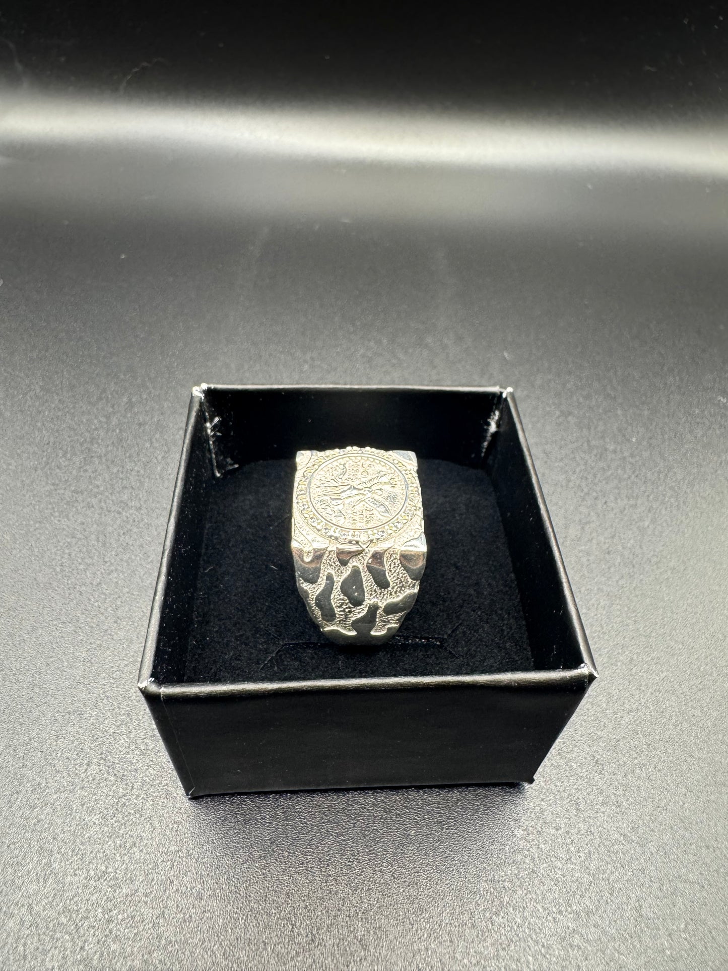 MENS silver nugget centenario ring