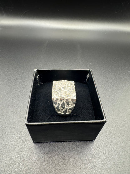 MENS silver nugget centenario ring