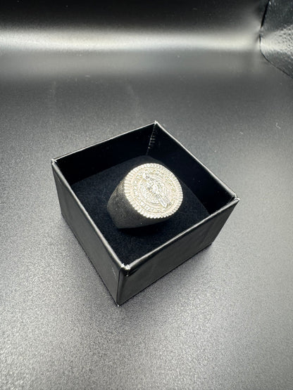 MENS silver circle san judas ring
