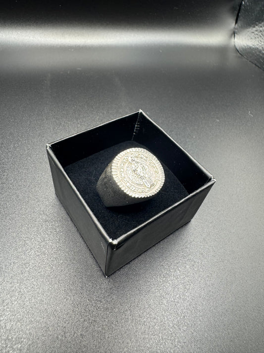 MENS silver circle san judas ring