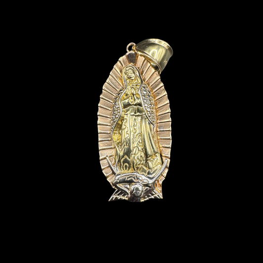 14K 3 TONE VIRGIN MARY PENDANT