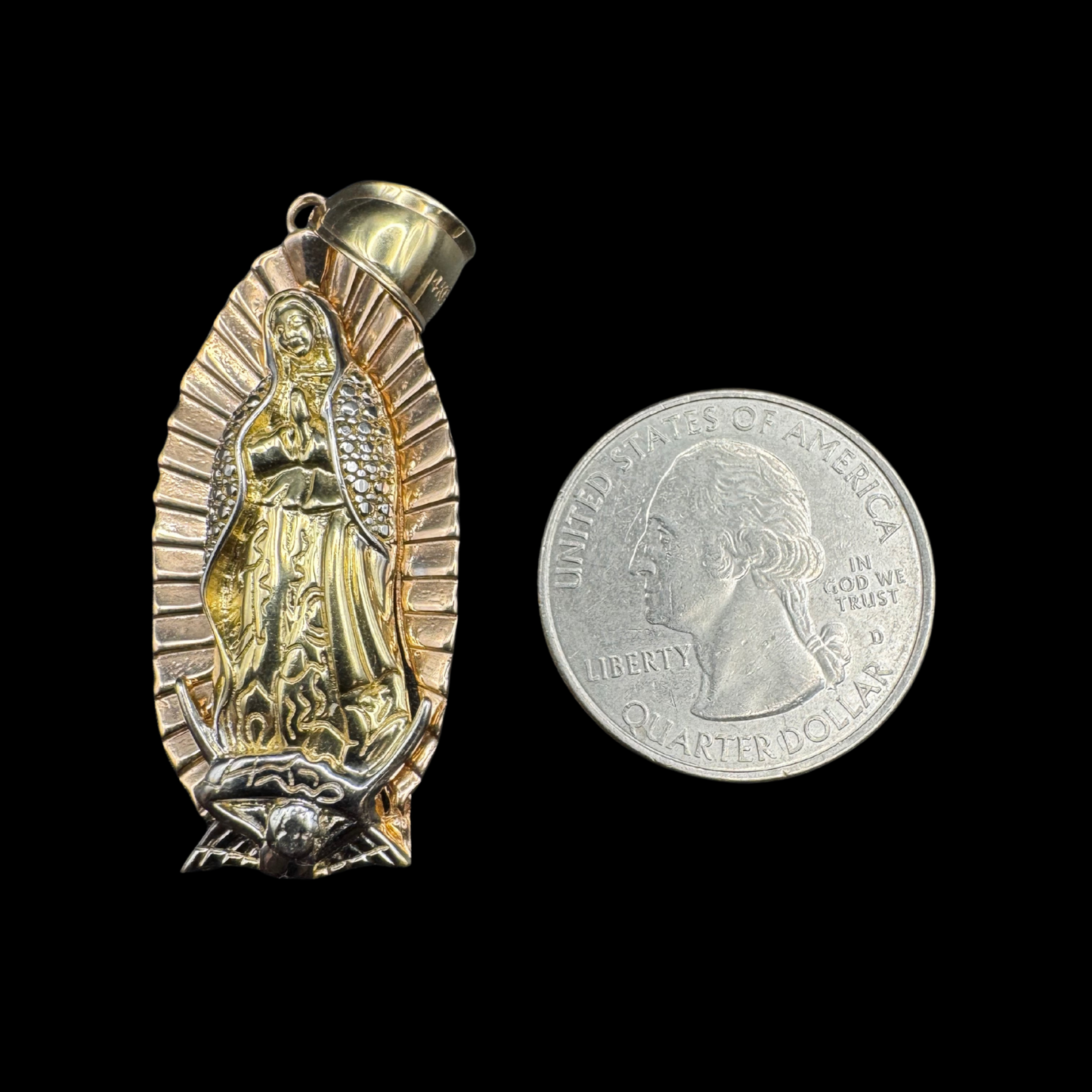 14K 3 TONE VIRGIN MARY PENDANT