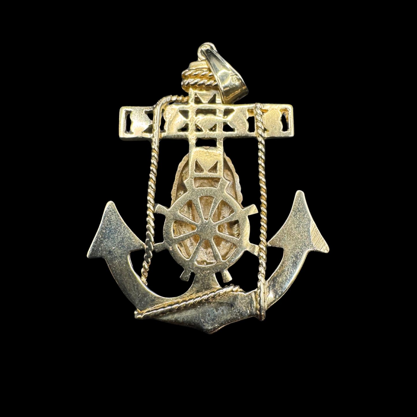 14K 2 TONE ANCHOR PENDANT