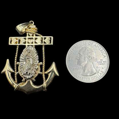14K 2 TONE ANCHOR PENDANT