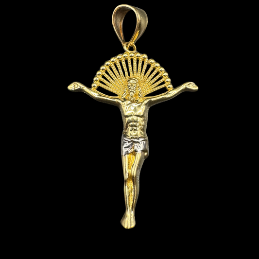 14K 2 TONE CRUCIFIX PENDANT