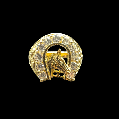 14K HORSESHOE ZIRCON RING