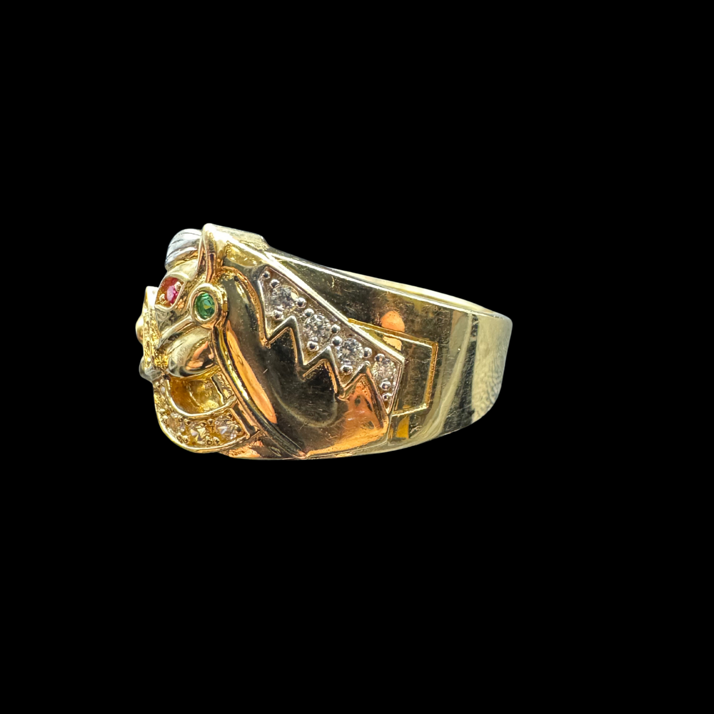 14K HORSE ZIRCON RING