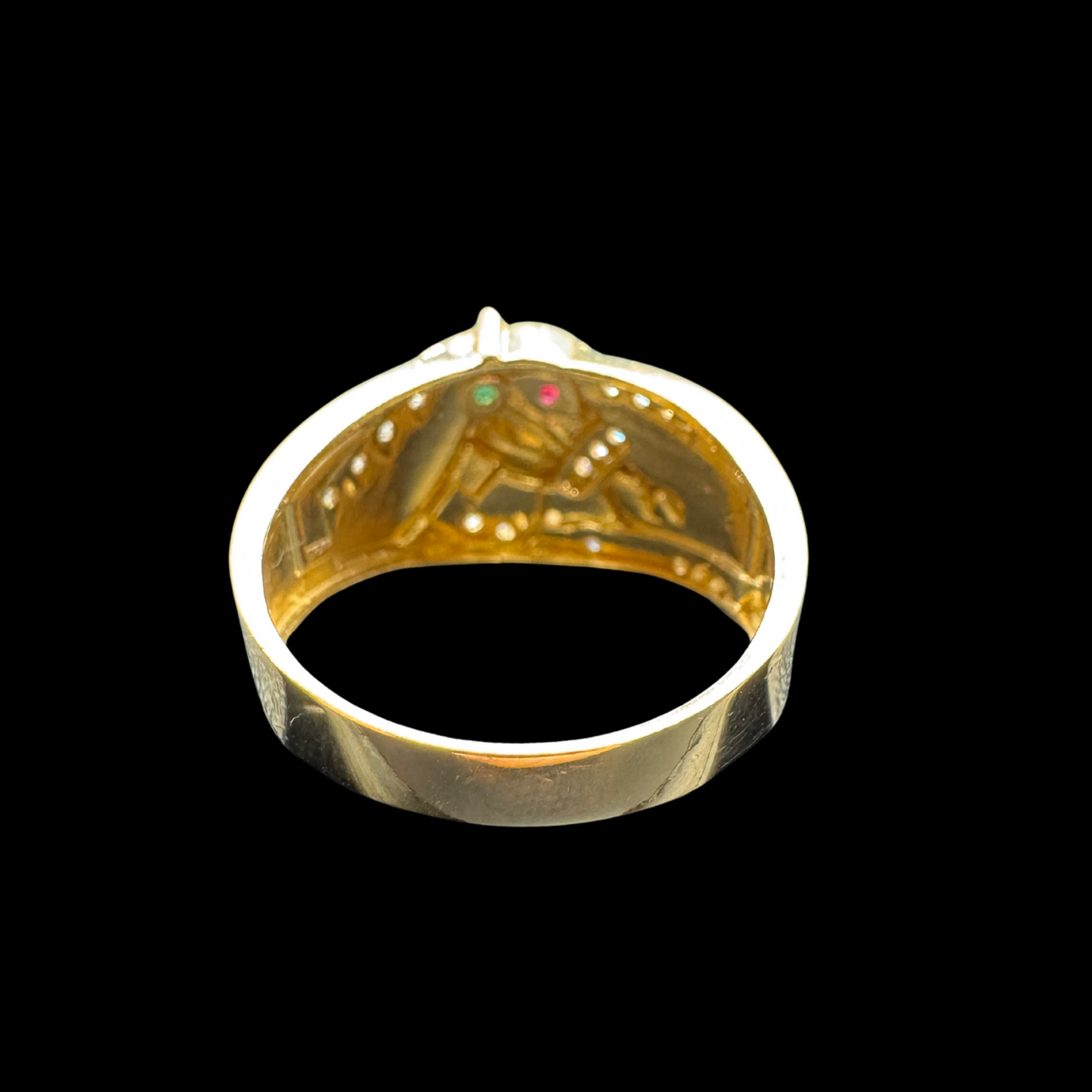 14K HORSE ZIRCON RING