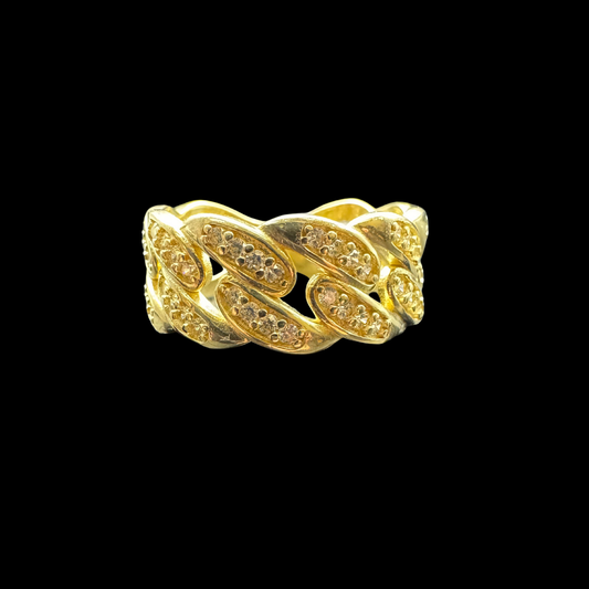 14K CUBAN LINK ZIRCON RING