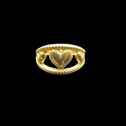 14K YELLOW 3 HEARTS RING