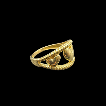 14K YELLOW 3 HEARTS RING