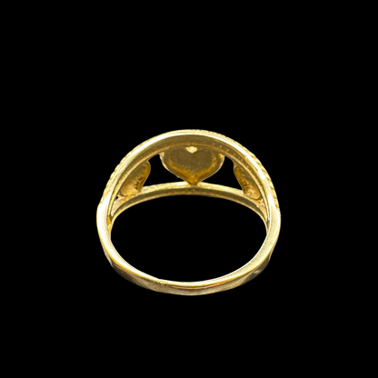 14K YELLOW 3 HEARTS RING
