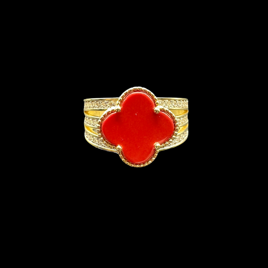 14K RED VAN CLEEF ZIRCON RING