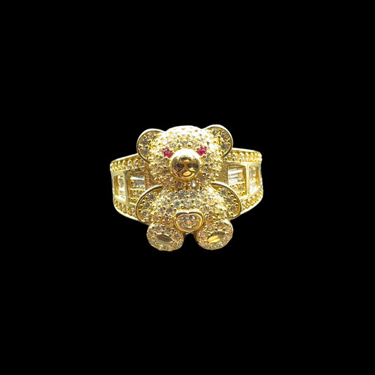 14K ZIRCON TEDDY BEAR RING