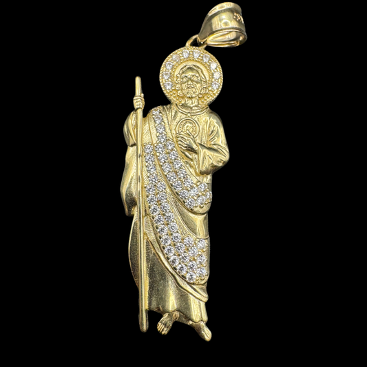 14K WHITE ZIRCON SAN JUDAS PENDANT