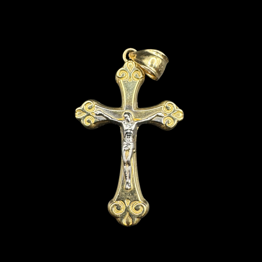 14K 2 TONE CRUCIFIX PENDANT