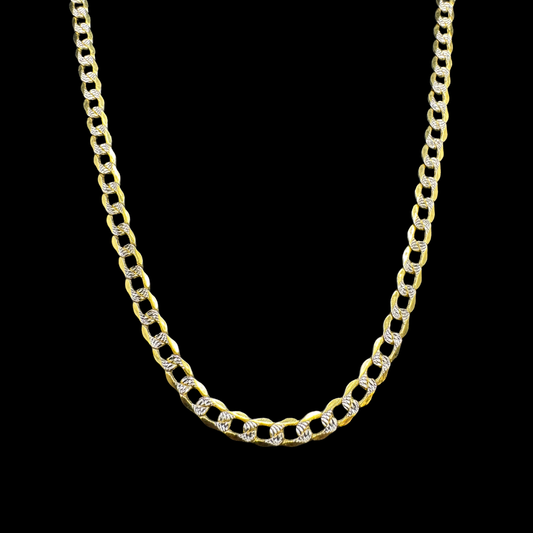 14K HOLLOW WHITE PAVE CUBAN LINK CHAIN