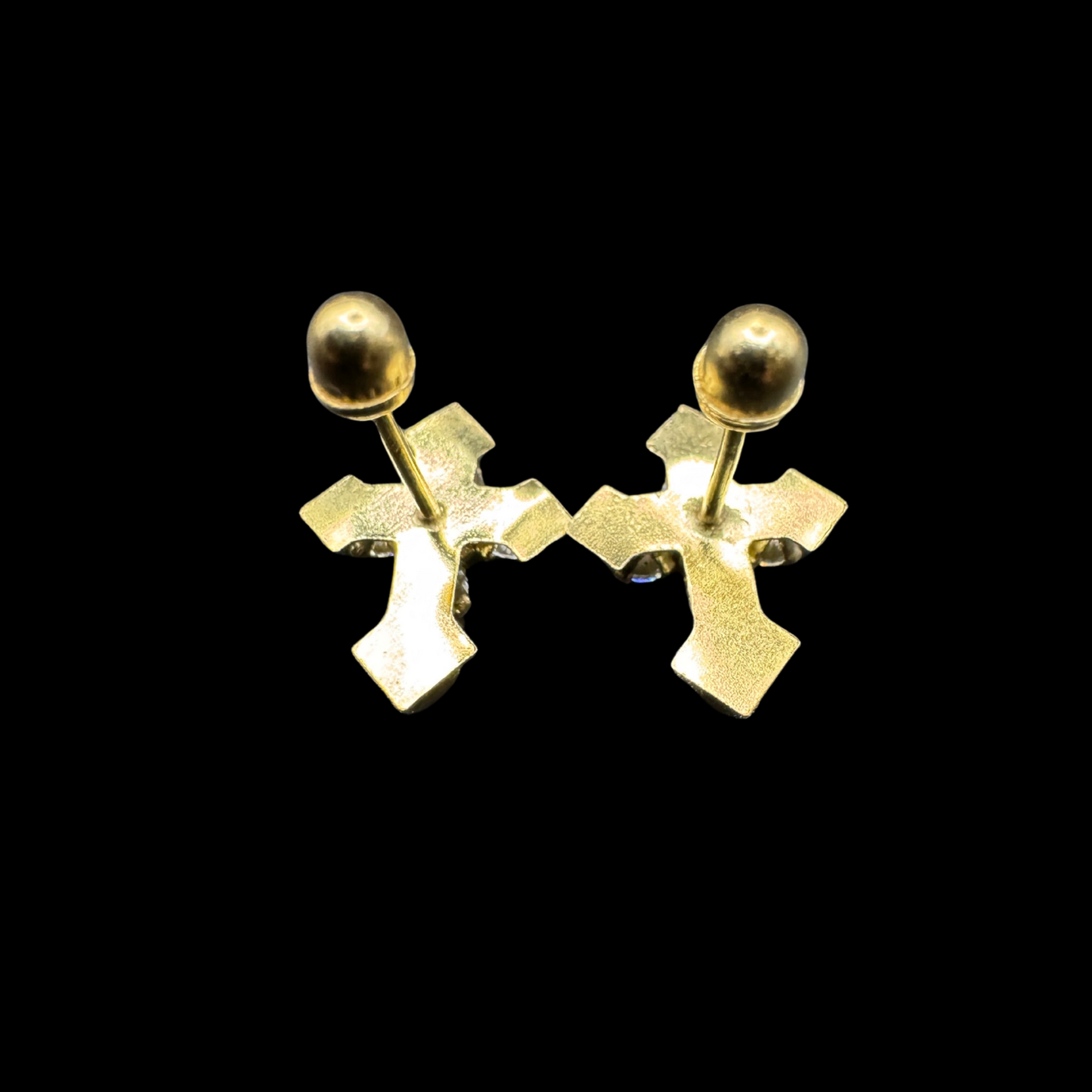 14K ZIRCON CROSS EARINGS