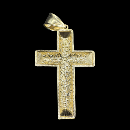 14K 2 TONE NUGGET CRUCIFIX