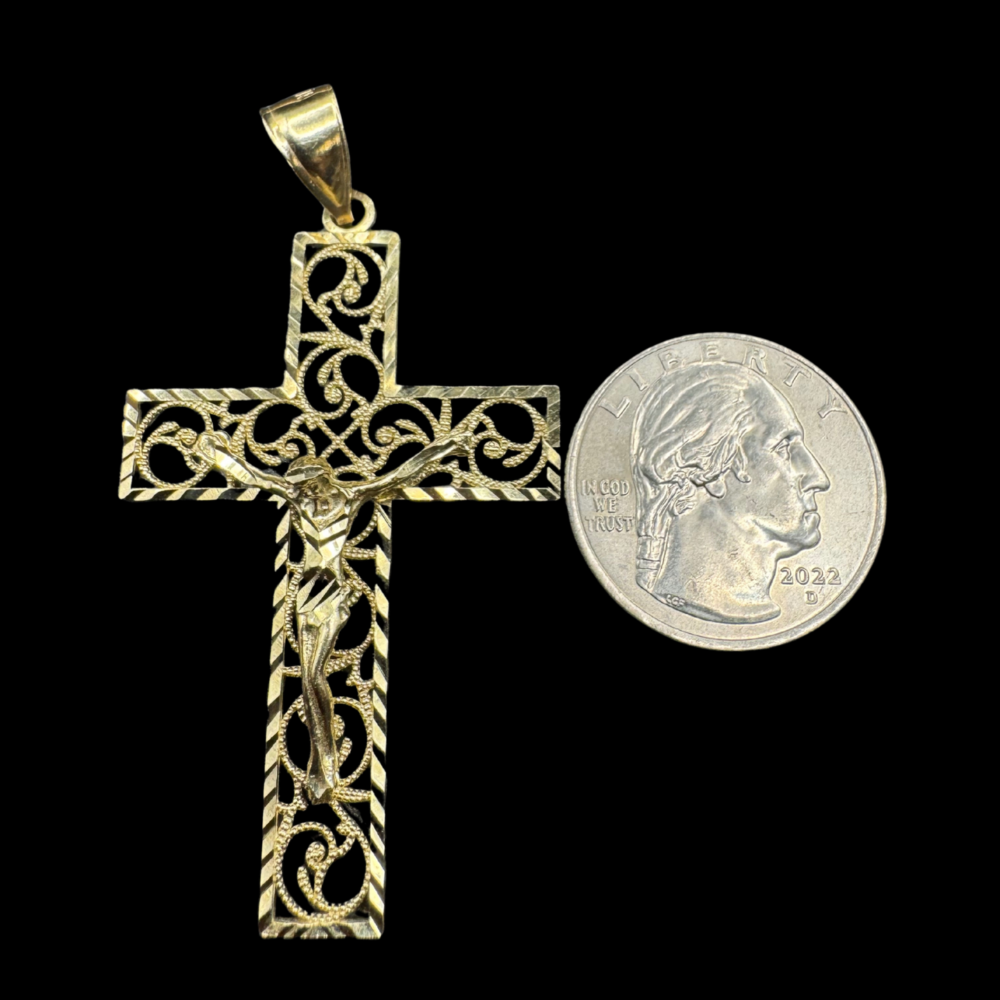 14K HOLLOW CRUCIFIX CROSS