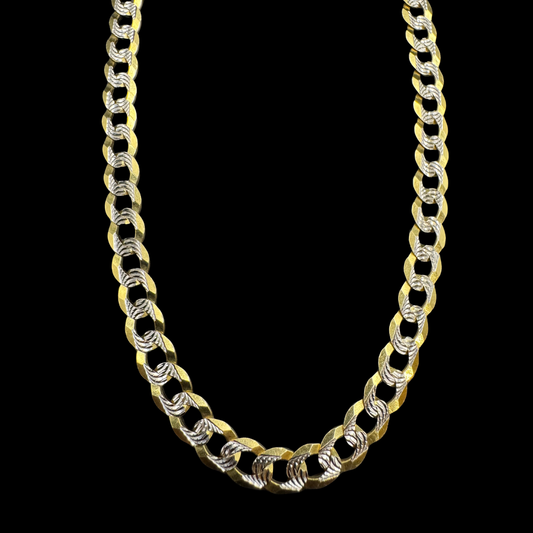 14K White Pave Cuban Link Chain