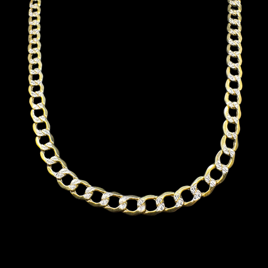 14K HOLLOW WHITE PAVE CUBAN LINK CHAIN