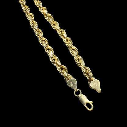 14K HOLLOW ROPE LINK BRACELET