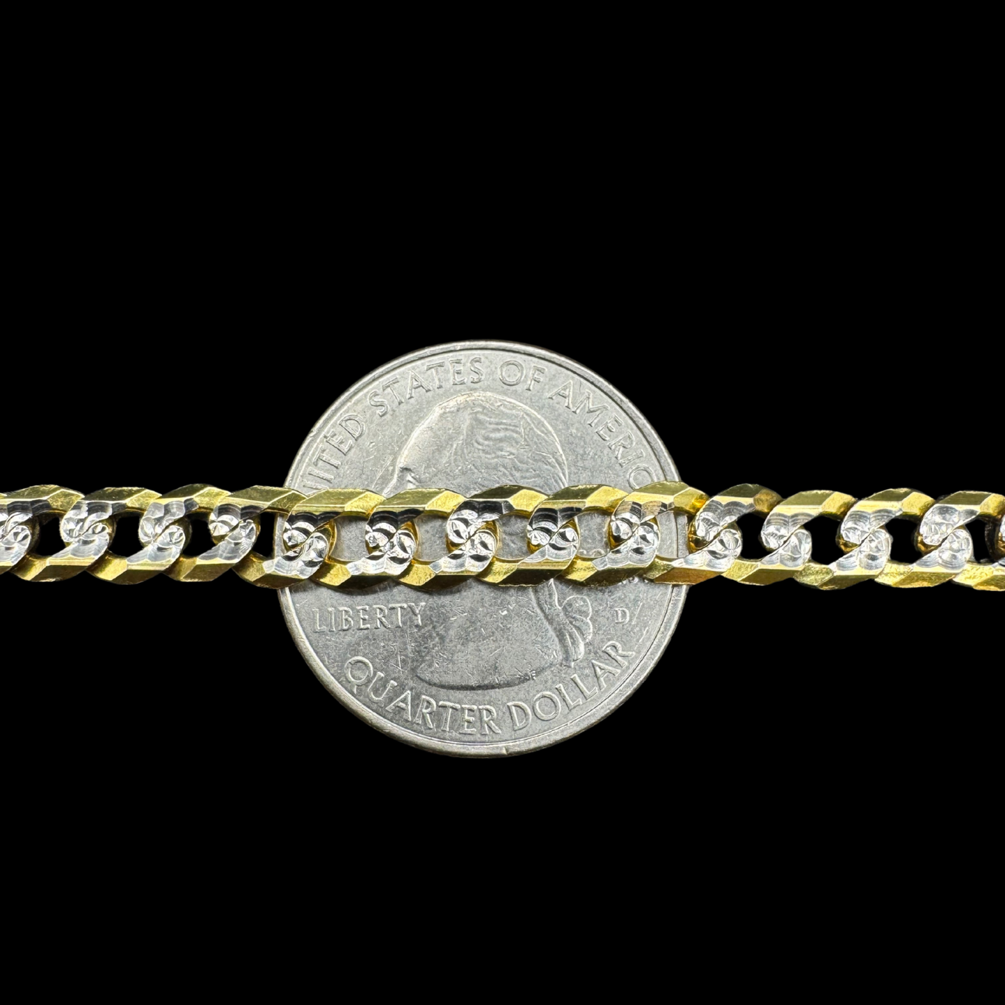 14K SOLID CUBAN LINK WHITE PAVE BRACELET