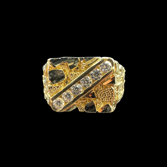 14K NUGGET ZIRCON RING