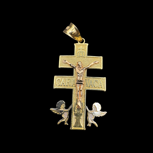 14K 3 TONE CARAVACA PENDANT