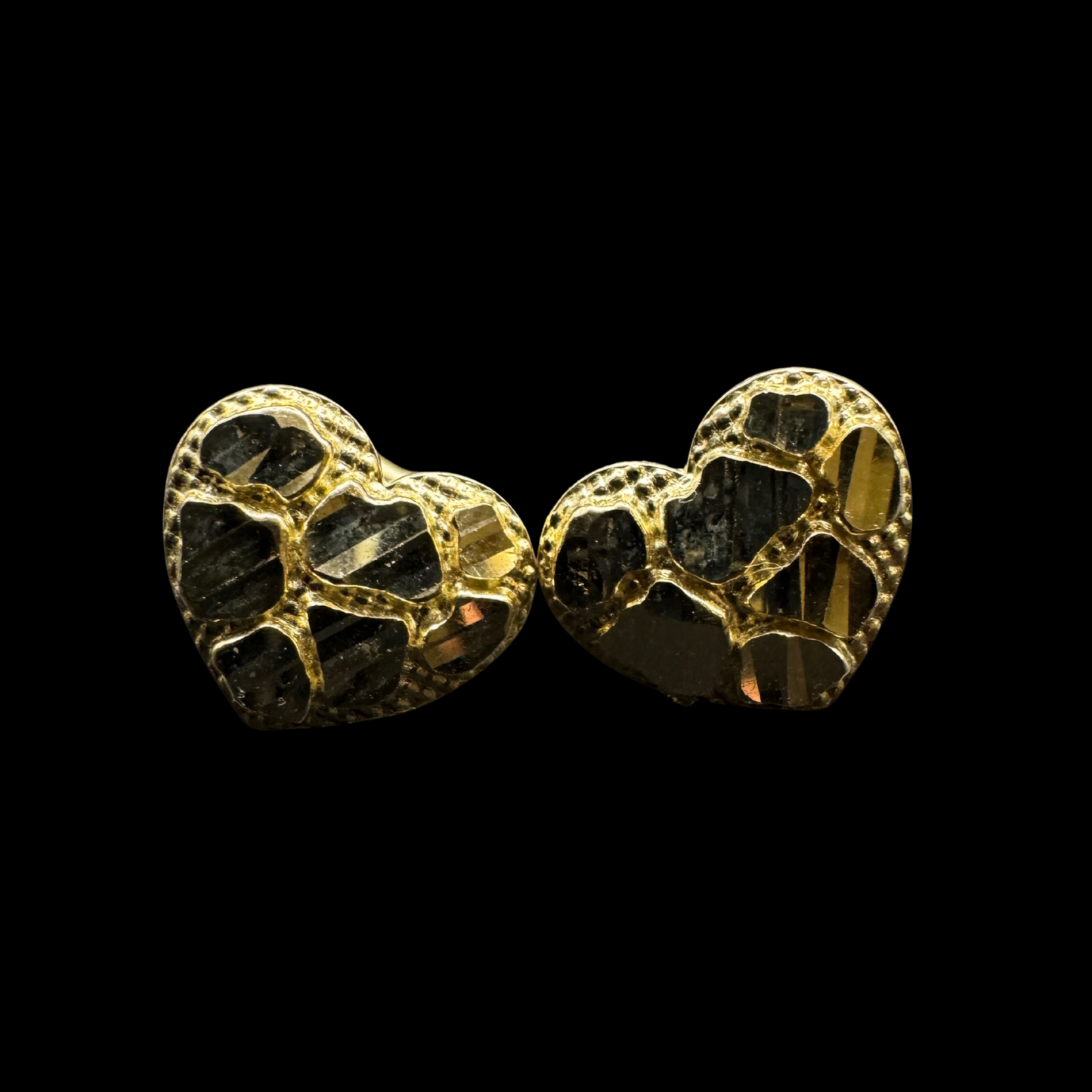 14K NUGGET HEART EARINGS