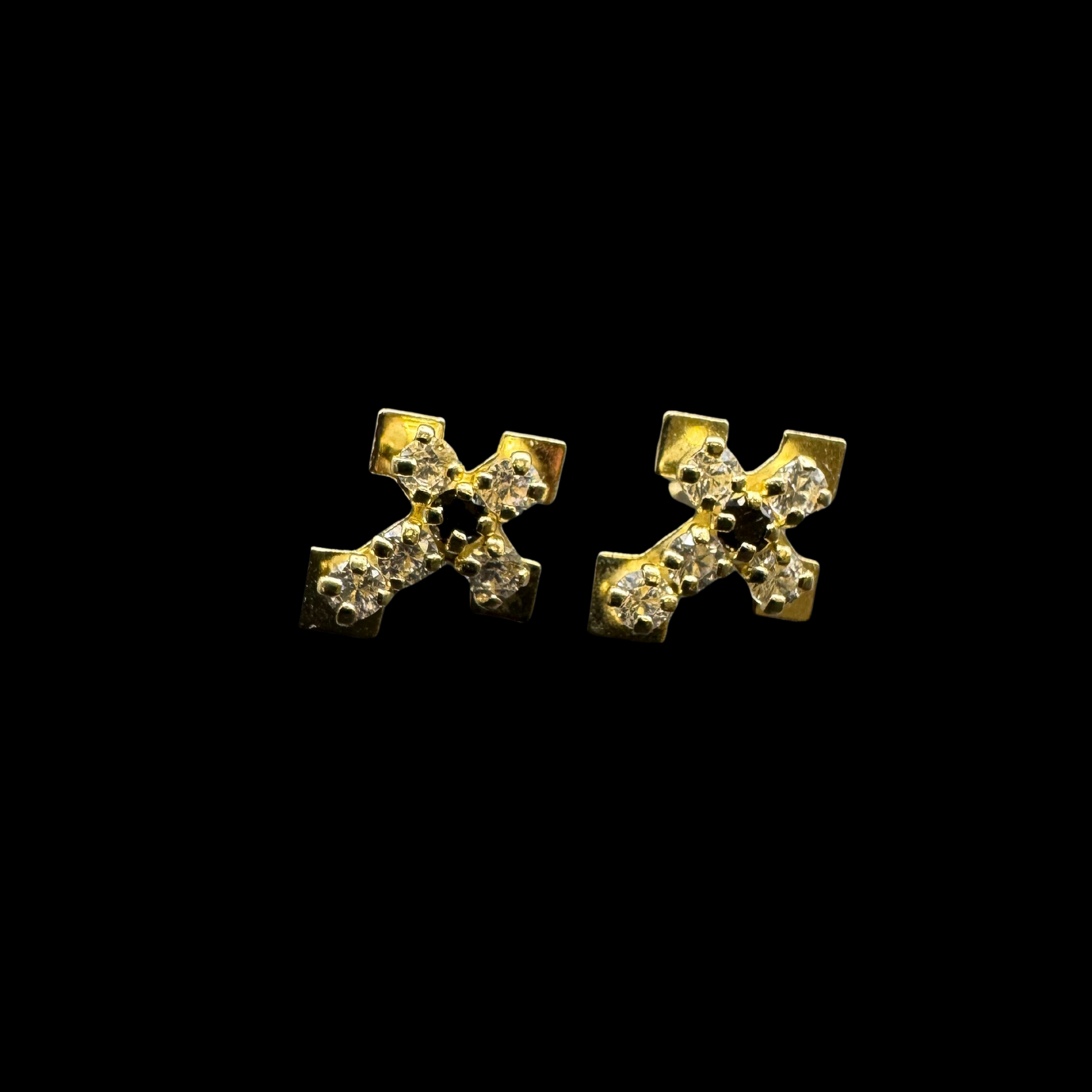 14K ZIRCON CROSS EARINGS