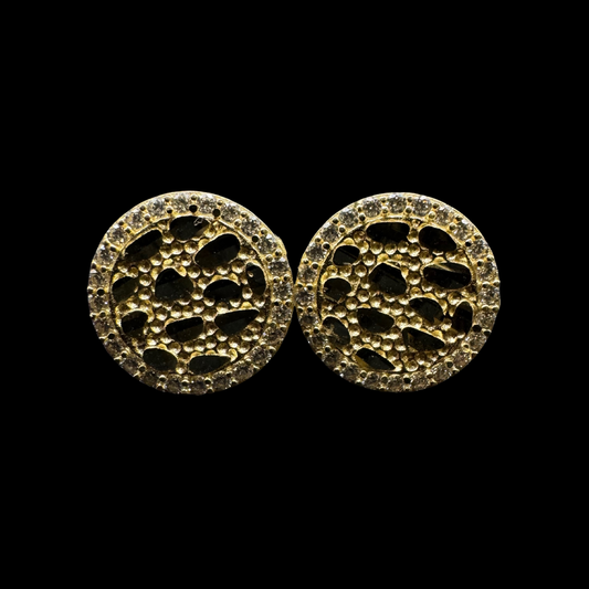 14K ROUND NUGGET ZIRCON EARINGS