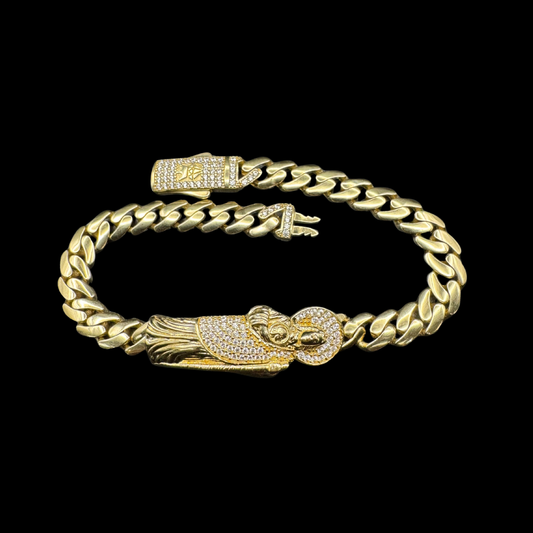 14K HOLLOW MONACO SAN JUDAS ZIRCONS BRACELET