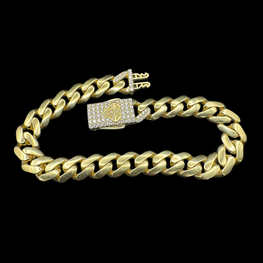 14K HOLLOW MONACO BRACELET WITH ZIRCONS