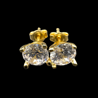 14K ROUND ZIRCON STUDS